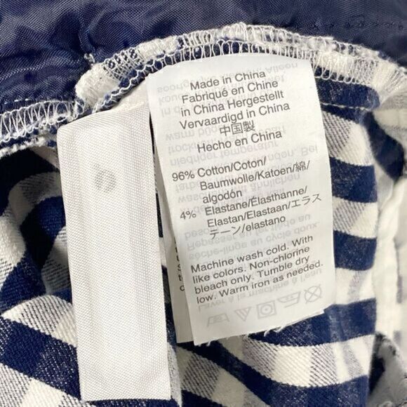 J. Crew Martie Pants Womens Sz 0 White Blue Gingham Checkered Print Tapered Leg - Picture 16 of 16